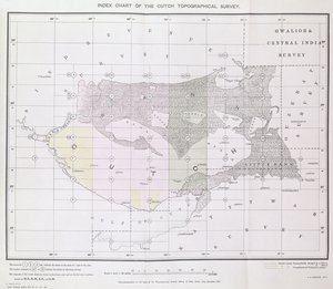 Indexkarte der Cutch-Topographischen Vermessung durch die trigonometrische Abteilung, Survey of India, Dehra Dun, November 1883